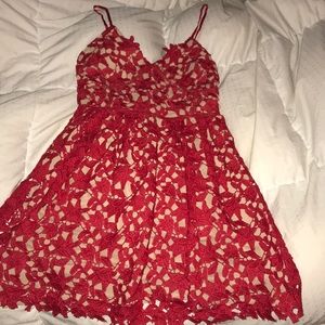 Red lace dress